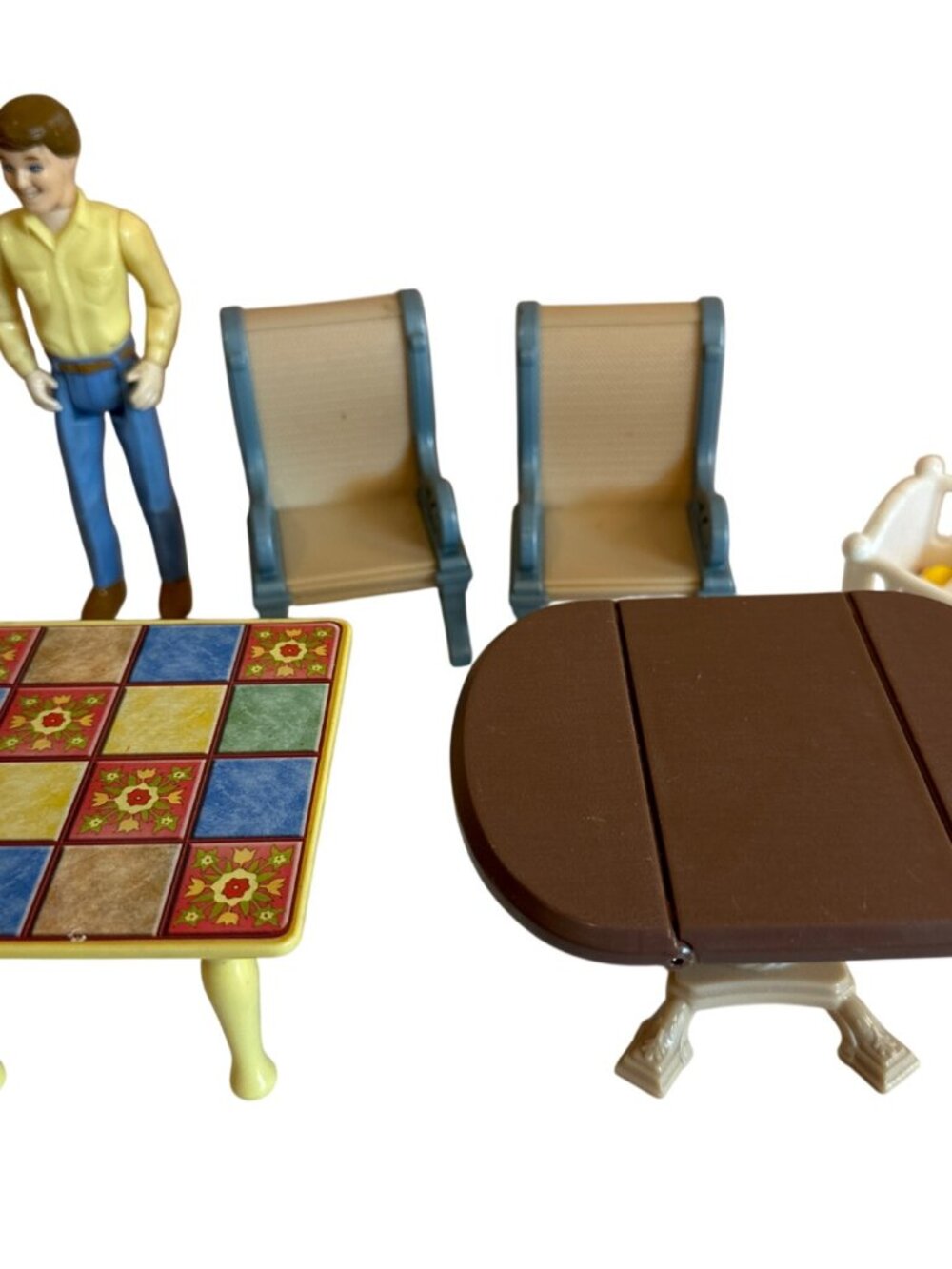 Fisher-Price Loving Family Furniture Dad Figure Lot Dining Kitchen Tables Etc.